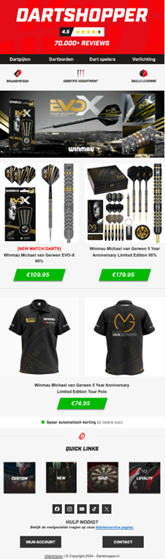 Een promo-mail ter ere van de nieuwste MvG collectie